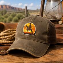 1pc/2pcs/3pcs/4pcs Western Cowboy Sunset Iron‑On Patch, Wild West Horse Silhouette Vintage Embroidered Applique - Multicolor - View 4