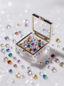 1000pcs/Set Art‑Made Crystal Gemstones And Rhinestones, Suitable For Vase Filling, Tabletop Decoration, Cosmetic Storage Box, Jewelry Box Filler, Nail Art DIY Accessories, Wedding Party And Christmas Party Decorations. - Multicolor - View 6