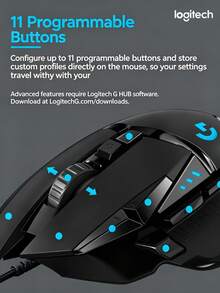 Logitech Mouse Gaming G502 HERO, mouse berkabel dengan bobot yang dapat disesuaikan, teknologi pencahayaan cerdas LightSYNC, sensor HERO 25K, 25600 DPI, PC/Mac. - View 10