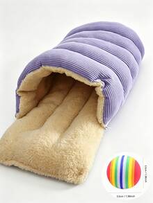 2-In-1 Convertible Pet Bed, Corduroy Outer + Plush Inner Cat Sleeping Bag, Button & Zipper Design Multi-Style Kitten & Puppy Nest, Soft & Warm Indoor Cat & Small Dog Pet House, Multiple Colors Suitable For Home Daily Rest - Multicolor - View 11