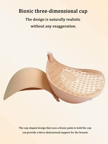 1pc 5cm Invisible Adhesive Bra - With Detachable Transparent Straps, Free Gift Of 20pcs Floral Nipple Covers, Suitable For Wedding/Swimwear, All Day Wear Fixation, Comfortable Invisible Breast Pads - Multi-color - View 2