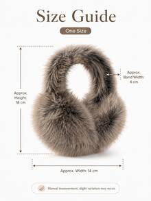 1pc Women's Cream Solid Color Plush Ear Muffs, Warm & Fashionable Autumn Outfit - Multicolor - View 2