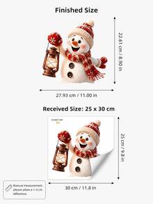 1pc Charming Snowman Window Decal With Cute Winter Lantern Applique, Home Decor, Double-Sided Static Cling, Suitable For Glass Door Display, Living Room, Bedroom, Store Window, Holiday Decoration, Holiday Party Window Decor Accessory, Christmas Window Sticker - Multiple Styles - View 10