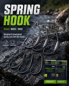 Kingdom 1 Pack Spring Fishing Hooks 3# 5# 6# 8# 10# Carbon Steel Soft Bait Hooks With Spring Lock, Weighted Worm Hooks For Soft Lure Fishing - Black - View 2