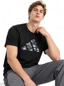 Adidas Kaos Lengan Pendek Pria Seri Gaya Sporty Ukuran M PANDA C CAM T - Hitam - View 2