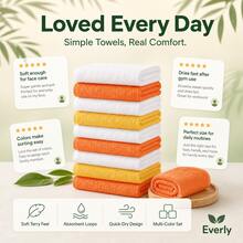 6/12/24 Pack Wash Cloth, 10x10Inch Highly Absorbent And Soft Feel Fingertip Towels, Machine Washable Washcloths For Bathroom, Gym, Hotel, Spa And Kitchen, Multicolor - Yellow + White - View 8