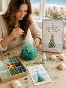 One Piece Of Sea Glass Christmas Tree Series Set, Handmade Desktop Sea Glass Art, DIY Holiday Decoration, Sea Glass Christmas Tree Making Kit, Creative Gift, Suitable For Adults, Sea Glass Halloween Christmas Tree Making Kit, Holiday Desktop Ornament. - Multiple Styles - View 7