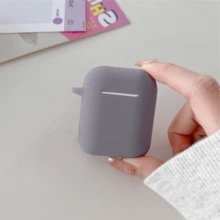 Compatible With Airpods Silicone Solid Color Ultra-Thin 0.8mm Thickness Split Protective Case - Lavender Grey - View 7