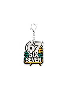 2D平面趣味「67」數字鑰匙圈吊飾 SIX SEVEN 67 機器人鑰匙圈，包包與錢包配件，日常穿搭裝飾，適合送給母親、父親、畢業生和老師的禮物 - 彩色 - 查看 13