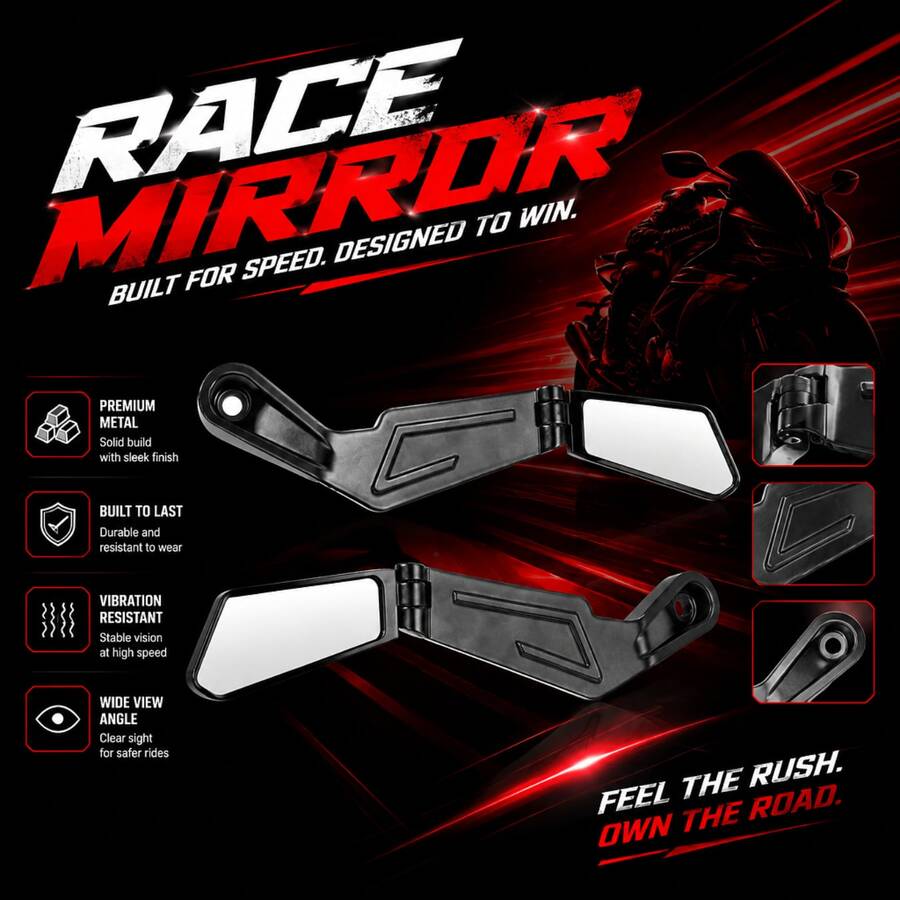 Universal Motorcycle Aluminum Alloy Bullhorn Hand Guards With Integrated Folding Rearview Side Mirrors | CNC Handlebar Handguard Bar End Protector Fit For Kawasaki, Suzuki, Ducati, CFMOTO