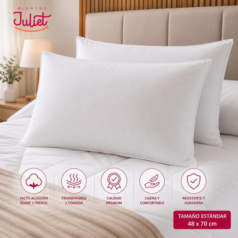 Pack 2 Almohadas Hotelera Con Cierre Estándar Blanco - Blanco - Ver 1