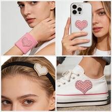 Heart Pearl & Rhinestone Decor Stickers For DIY Clothing, Shoes, Hats, Glue On Embellishments - White - View 6