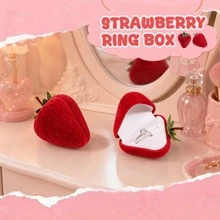 Strawberry Shaped Jewelry Storage Box, Mini Fruit Design Ring & Earring Gift Box, Portable Small Jewelry Organizer, Suitable For Teens 14+ Christmas Gift - Birthday Gift - Holiday Gift - Small Gift - Perfect Little Gift - Multiple Styles - View 3