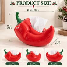 Christmas Chili Pepper Shaped Tissue Box, Adds Lively And Interesting Desktop Decor With 3D Curved Chili Pepper Design, Reduces Visual Clutter From Exposed Tissue Packaging, Conceals Tissue Box With Outer Shell And Maintains Easy Access Via Top Opening, Naturally Combines Daily Tissue Use With Fun Home Decor, Suitable For Living Room, Bedroom, Dining Room And Kitchen - Christmas Decorative Tissue Box - View 4