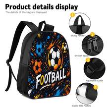 Football 2D Print 3 Pieces Backpack Set, Large Capacity Backpack With Crossbody Bag And Pencil Case, Side Elastic Mesh Pocket For Water Bottle, Wide Breathable Shoulder Straps, Sporty Style For Daily Commute, Travel And Casual Storage - Printed Bag - View 4