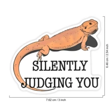 1PC Funny Bearded Dragon Lizard Sticker, Silently Judging You Reptile Slogan Vinyl Decal For Laptop Water Bottle Notebook, Waterproof Animal Decal Sticker, Aesthetic Stationery Scrapbook Accessories Gift For Friends - S2542 - View 2