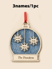 Custom Christmas Snowflake Ornament, Personalized Tree Hanging Decor, Elegant Holiday Keepsake, Customized 2-6 Names Xmas Pendant For Home Party Decor, Customizable Gift For Family, Christmas Tree Decoration, Christmas Gift 2026, Living Room Decor - Style F - View 9