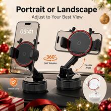 1pc G69 Reindeer Shaped Car Phone Holder, Vacuum Suction Cup Dashboard And Windshield Mount, 360° Rotatable And Foldable Smartphone Stand, Adjustable Side Clamps, Supports Vertical And Horizontal Viewing, Car Desktop Rear Screen Holder, Black/White Holiday Car Accessory, Suitable As Christmas And Halloween Gift For Female Drivers - Multicolor - View 4