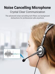 Logitech H111 Stereo Headset With Microphone 3.5mm Wired Over-Ear Headphone For Customer Service - View 7