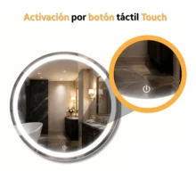 Found Espejo Con Luz LED Redondo De Pared Touch 3 Tonos De Luz 45 cm Con Marco Blanco Espejo Vanity Para Baño Tocador Vestidor Maquillaje Decoracion Minimalista Hogar Recamara Estilo Moderno Espejo Inteligente Luminoso Circular Luz Calida Neutra Fria - Tipo de Enchufe A USA (110-127V) - Ver 4