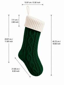 1pc Custom Embroidered Color Block Christmas Stocking, Knitted Xmas Hanging Sock With Personalized Text, 4 Color Options, Fireplace Mantel Home Decor, Unique Holiday Gift For Household Members, Seasonal Wall Hanging Ornament - Multicolor - View 10