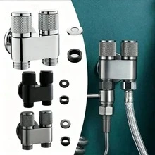 G1/2 1-Inlet 2-Outlet Dual Control Washing Machine Faucet, Toilet Triangle Valve, Kitchen & Bathroom Sink Faucet Accessory - Multicolor - View 1