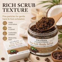 100g Lulur Tangan & Kaki Kelapa Kopi Garam Laut, Lulur Pengelupas Lembut untuk Kulit Mati, Tumit Kasar & Tangan Kering, Lulur Perawatan Kaki dan Tubuh yang Melembapkan dan Menghaluskan - Kopi - View 3