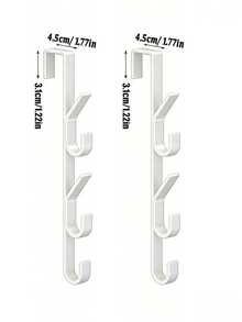 2/3/5/7 Hooks Over Door Hook, Coat Hook, Towel Hook Storage Rack, Used After Shower To Hang Towels, Clothes, Hats, Bathroom, Closet, Used To Hang Coats, Clothes, Backpacks, Hats, Wallets, Metal Towel Rack - White - View 24