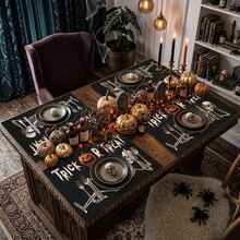 1/4/6pcs Halloween Series Funny Lying Skeleton Pattern Printed Placemats, Heat-Resistant Table Mats For Home Kitchen, Table Protection, Kitchen Dining Table, Party Scene Decoration - Multicolor - View 3