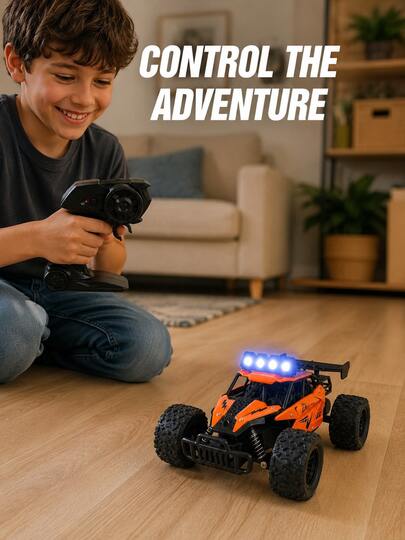 New High-Speed Remote Control Car, All-Terrain Off-Road Vehicle, Max Speed 20km/H, Controllable Lights, Party Gift, Halloween, Christmas, Boys Toy, Children Toy, Children Birthday Party Gift, Requires 2 AA Batteries, Batteries Not Included