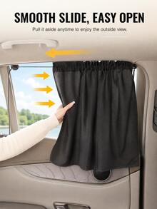 Retractable Car Side Window Sun Shade, Suction Cup Roller Sunshade Curtain, Pull Down Adjustable Car Window Privacy Shade, Auto Window Blind, Sun Glare And Heat Blocking Cover For Side Windows, Sedan SUV MPV, Road Trips And Daily Driving - A - View 8