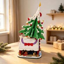 Christmas Treehouse Building Block Set With Reindeer Sleigh Mini Figurine, Holiday Home Decor, Festive Atmosphere Decoration, 1105PCS - Multicolor - View 4