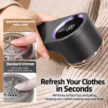 Electric Lint Remover, Pill Remover And Fabric Shaver, Dual Blade Design - Portable And Easy To Clean, Suitable For Home Or Apartment Use. Includes Battery Level Indicator (Great Christmas Gift) - Visual dust collection box - View 9