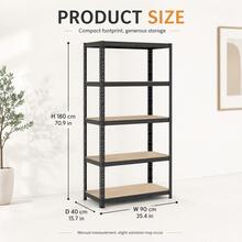 Royalswill Heavy-Duty Multi-Purpose Shelving, 150 Cm/180 Cm Screw-Free Storage Racks, Industrial Storage Racks, Extremely High Load-Bearing Capacity, Adjustable Shelves, Suitable For Living Rooms, Kitchens, Garages, Workshops, Supermarkets And Shops - Silver - View 3