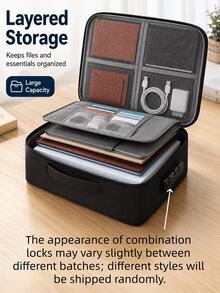 3-Layer Combination Lock Document Organizer, Portable File Case With Handle, Large Capacity Card Holder Passport Organizer, Oxford Cloth Travel Storage Bag, Home Essentials Storage Box For School Supplies, Back To School, Travel Accessories - Multicolor - View 6
