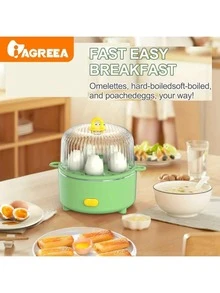 Rapid Egg Cooker, Double Layer Steamer, 10 Egg Capacity, Soft, Medium, Hard Boiled Eggs, Water Boiling, Steaming Egg Custard, Steaming Vegetables, With Auto Shut-Off Function, Breakfast Gadget (Egg Cooker MS-ZD01/Green/US Plug) - US A Type Plug(110-127V) - View 2