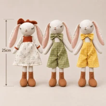 [Long-Eared Rabbit Baby]1pc Handmade Linen Long-Eared Rabbit Plush Doll, Easter Gift, Baby Full Moon Gift - Long-eared Rabbit Plush Toy - View 7