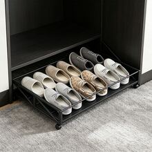 1pc Minimalist Shoe Storage Rack With 360° Swivel Casters, Multi-Functional Iron Storage Rack, Suitable For Bedroom, Dorm, Entryway, Under Sofa, Home Use, Easy Installation, Narrow/Long Style, Space-Saving Storage Solution, Mother's Day And Christmas Gift - Multicolor - View 2
