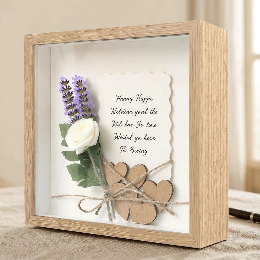 3D Shadow Box Frame 22x22cm – 4.5cm Deep Object Frame For Wall & Desktop, Bridal Bouquet, Table Decor, Flower Arrangements & Elegant Wedding Decoration – DIY Picture Frame - Hollow Picture Frame 1pc - View 1