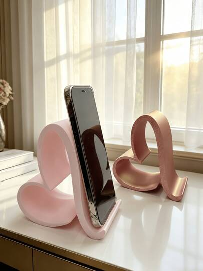 1pc Heart-Shaped Hollow Creative Phone Stand, Desktop Storage Decor Ornament, Office Home Wedding Holiday Gift, Valentine's Day Mother's Day Thanksgiving Small Gift, Party Decoration, Bathroom Storage, Brown Room Decor, Bedroom Storage, Home Decor, Shelf Decoration, Christmas Gift