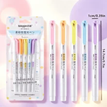Dual Tip Pastel Highlighters Set, Chisel & Fine Tip Mild Color Highlighter Pens For Journal Note Taking School Office Supplies - Sets - View 10