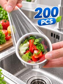 200pcs Replacement Filter Mesh, Suitable For Kitchen Sink Strainer And Drain Sieve, Anti-Clogging Fine Mesh, Suitable For Washing Vegetables, Durable And Easy To Clean, Suitable For Small Diameter Pipes, Food Filtration Sink Drain Filter - View 13