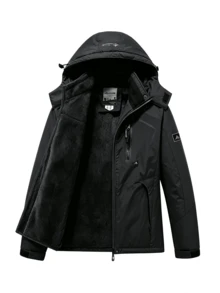 mulinsen Women's Colorblock Fleece Lined Hooded Windproof Jacket, Suitable For Winter Hiking And Camping - Black - View 9