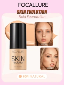FOCALLURE 31g SPF15+PA SKIN EVOLUTION Liquid Foundation, Full Coverage, Concealing, Color Correcting, Pore Blurring, Long-Lasting Oil Control, Moisturizing, Natural Matte Finish, Waterproof Makeup - #04 NATURAL - View 1