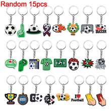 15pcs Assorted Football Theme Keychains, Multiple Pattern Football Acrylic Keychains, Lightweight Sports Accessories, Various Football Related Hanging Ornaments Key Rings, Bag And Car Key Decoration, Novelty Gift For Boys Football Enthusiasts - Multicolor - View 6