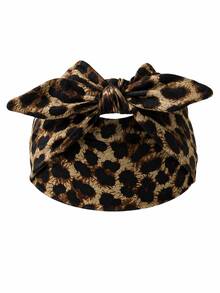 1pc Women Wide Rabbit Ear Headband Set, Soft Elastic Knotted Bow Hairband, Leopard Print Headscarf Style Hairband, Versatile Fashionable Women Hair Accessory, Aesthetic Style - Multicolor - View 4