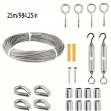 304 Stainless Steel Wire Rope, PVC Coated Cable, 2.0mm, Length 10/25/50/60m, Suitable For Hanging Picture Frames, Curtains, Deck Railings, Clotheslines - Silver - View 10