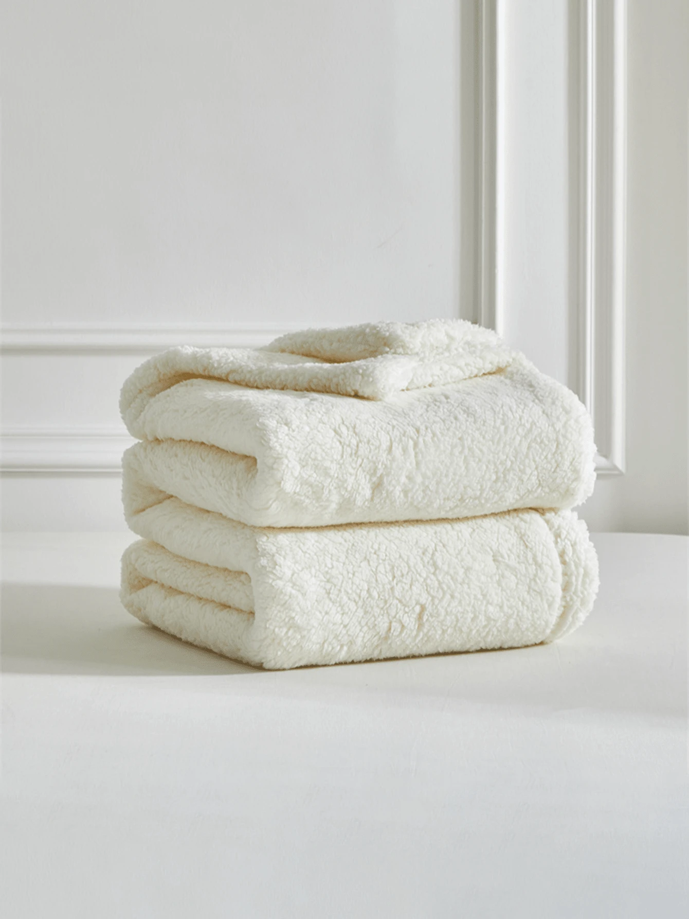 1pc White Double Layer Lambswool Soft Skin-Friendly Comfortable Warm Blanket, Suitable For Bedroom And Guest Room - White - View 1