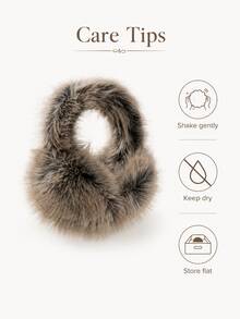 1pc Women's Cream Solid Color Plush Ear Muffs, Warm & Fashionable Autumn Outfit - Multicolor - View 5