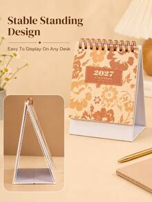 2027 Floral Paper Desktop Calendar, Spiral Bound Vertical Desk Calendar With Decorative Cover, Compact Date Planner, Suitable For Home Office, Desk, Bedside Table, Bookshelf Decoration, Christmas Daily Organization - One Size - View 6